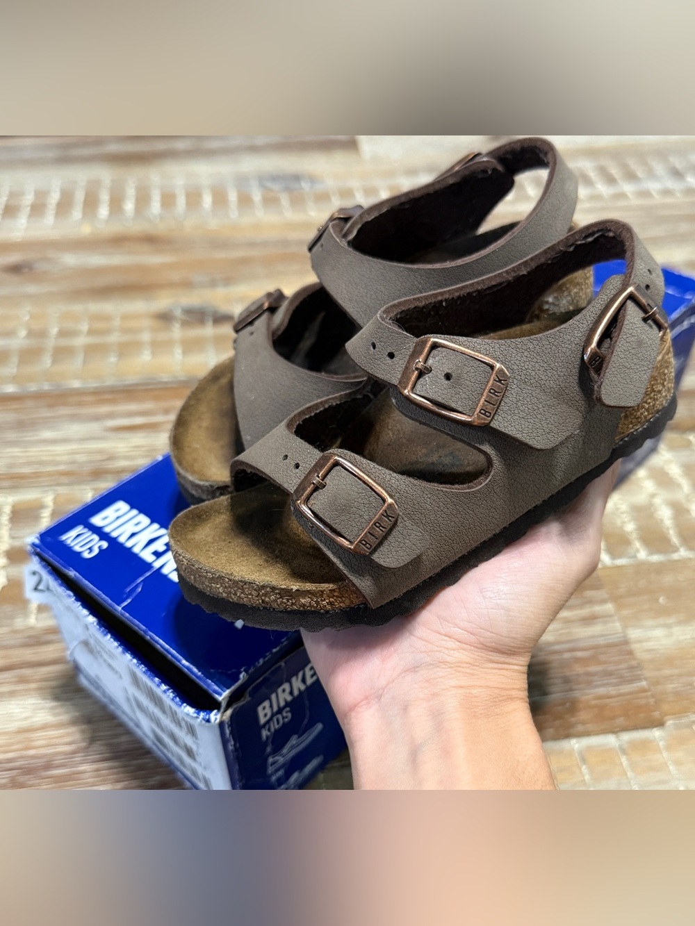 Birkenstock toddler Brown Double-Buckle Sandals